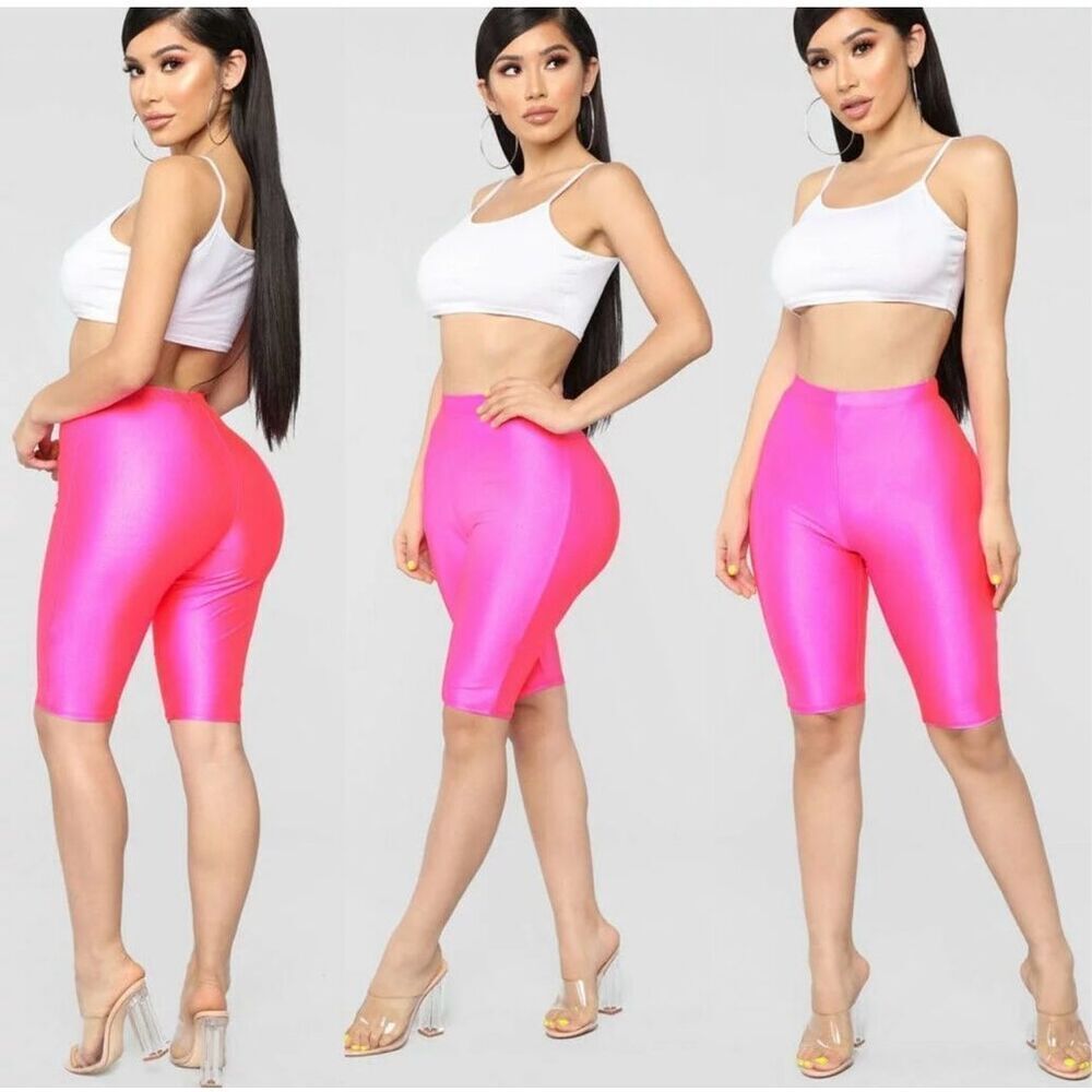 Womens Fashion Nova Curves for Days Hot Pink Biker Bike Shorts - Sz XS